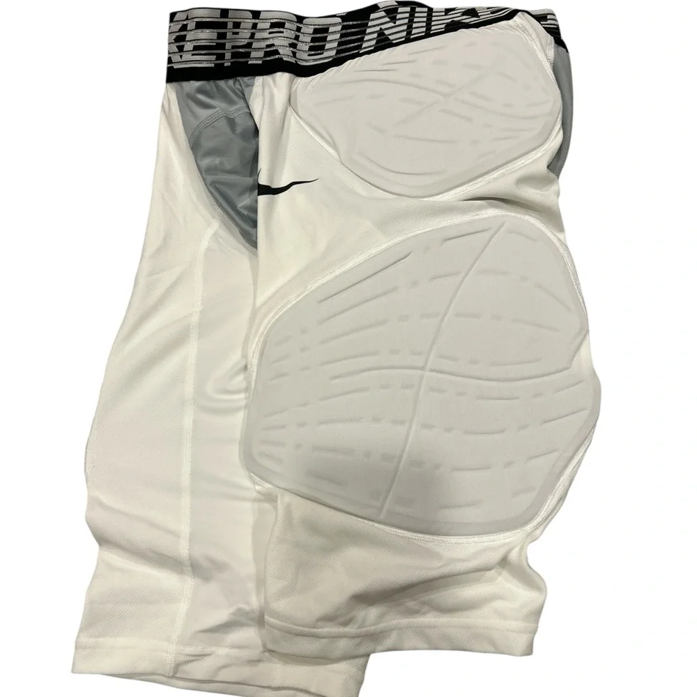 Nike White Men’s Padded Compression Shorts with Black Waistband Basketball xl-T